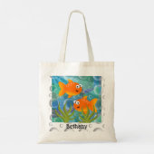 Grappige goudvis gepersonaliseerd tote bag (Achterkant)