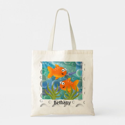 Grappige goudvis gepersonaliseerd tote bag (Achterkant)