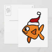 Grappige Goudvis in Santa Hat Kerstkunst Feestdagenkaart (Voorkant / Achterkant)