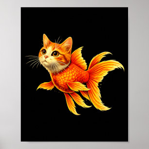 Grappige goudvis kat hybride schattig dier meme  poster