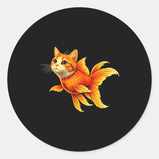 Grappige goudvis kat hybride schattig dier meme ronde sticker (Voorkant)