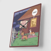 Grappige Gourmet Honden Vierkante Wandklok (Hoek)