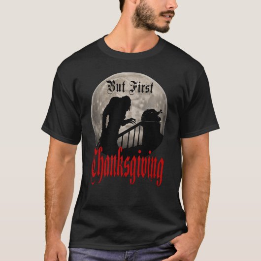 Grappige Graaf Dracula Vampier Thanksgiving Kalkoe T-shirt (Voorkant)