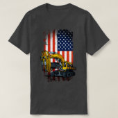 Grappige graafmachine zware machines US vlag T-shirt (Design voorkant)