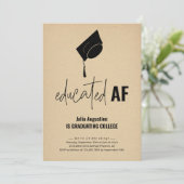 Grappige Graduation Party Uitnodiging Opgeleid AF (Staand voorkant)
