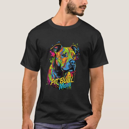 Grappige Graffiti Amerikaanse Pit Bull Terrier Moe T-shirt (Voorkant)