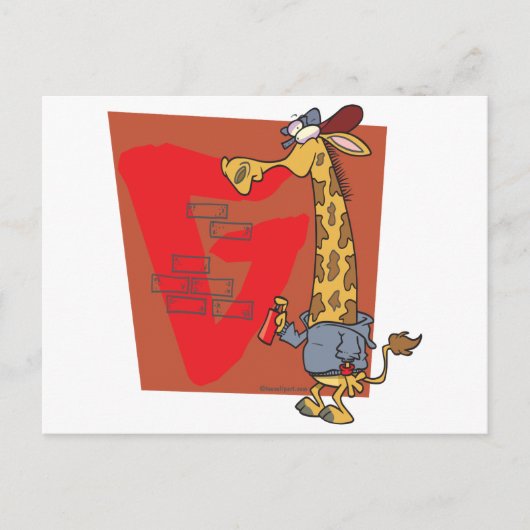 grappige graffiti giraffe cartoon briefkaart (Voorkant)