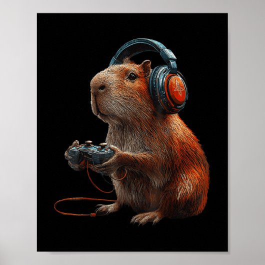 Grappige grafische Capybara-videogames voor gamers Poster (Voorkant)
