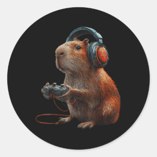 Grappige grafische Capybara-videogames voor gamers Ronde Sticker