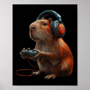 Grappige Grafische Capyra Videospellen Voor Gamer Poster