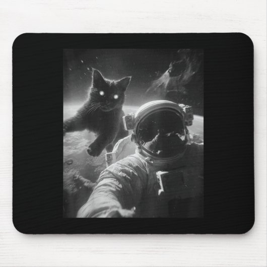Grappige grafische kat astronaut Selfie Grappig Muismat (Voorkant)