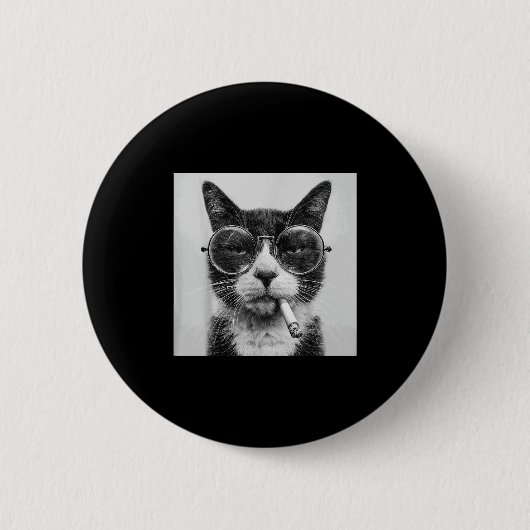 Grappige grafische kat roken volwassen grappig _1 ronde button 5,7 cm (Voorkant)