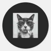 Grappige grafische kat roken volwassen grappig _1 ronde sticker (Voorkant)