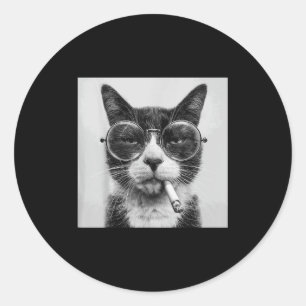 Grappige grafische kat roken volwassen grappig _1 ronde sticker