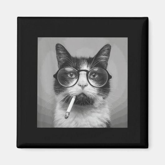 Grappige Grafische Kat Roken Volwassen Grappig Magneet (Voorkant)