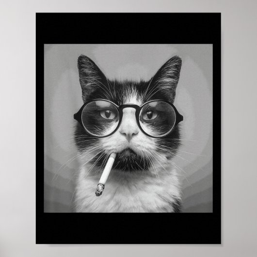 Grappige Grafische Kat Roken Volwassen Grappig Poster (Voorkant)