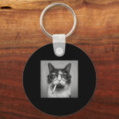 Grappige Grafische Kat Roken Volwassen Grappig Sleutelhanger (Voorkant)
