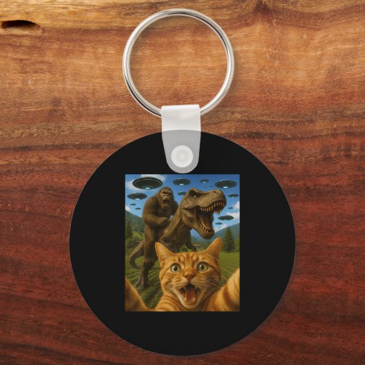 Grappige grafische katselfie met Bigfoot-rijdende  Sleutelhanger (Voorkant)