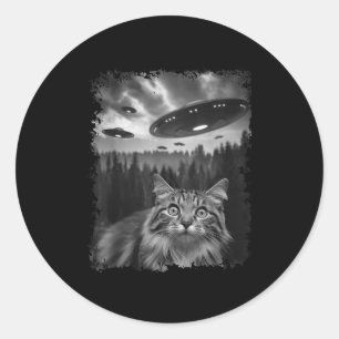 Grappige grafische katselfie met Bigfoot Sasquatch Ronde Sticker