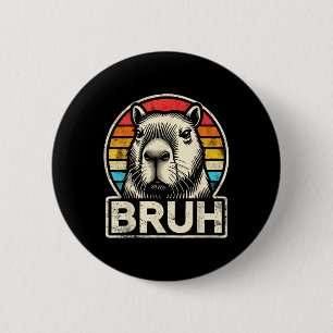 Grappige grafische meme capibara bruh voor jongens ronde button 5,7 cm