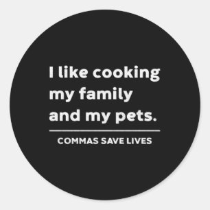 Grappige Grammatica Als Koken Familie En Huisdiere Ronde Sticker