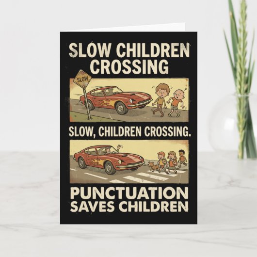 Grappige Grammatica Interpunctie Redt Kinderen Eng Kaart (Voorkant)