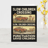 Grappige Grammatica Interpunctie Redt Kinderen Eng Kaart (Gele Bloem)