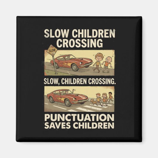 Grappige Grammatica Interpunctie Redt Kinderen Eng Magneet (Voorkant)