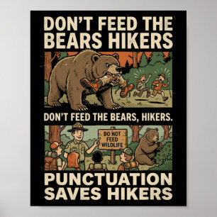 Grappige grammatica interpunctie redt wandelaars E Poster