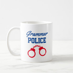 Grappige grammatica politie koffiemok voor leraar