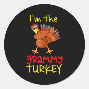 Grappige Grammy Kalkoen Matchende Familie Groep Th Ronde Sticker