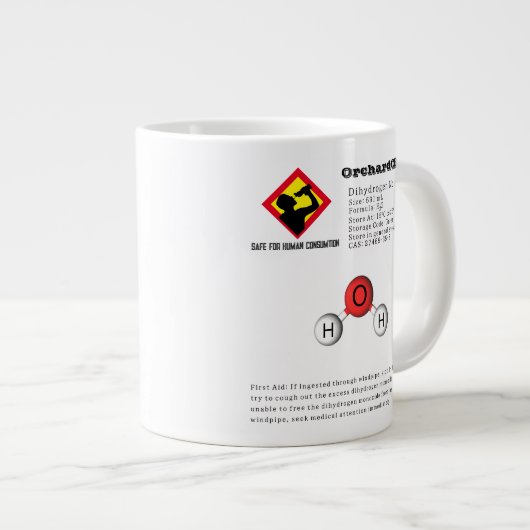 Grappige grap diwaterstofmonoxide (H2O) chemie Grote Koffiekop (Voorkant rechts)