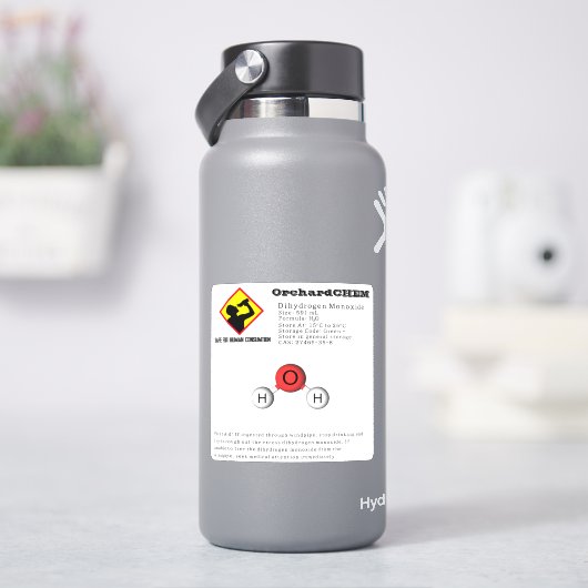 Grappige grap diwaterstofmonoxide (H2O) chemie Sticker (HydroFlask)