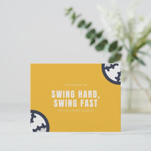 Grappige grap gele honkbal briefkaart (Staand voorkant)