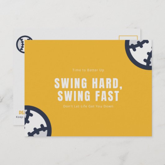 Grappige grap gele honkbal briefkaart (Voorkant / Achterkant)