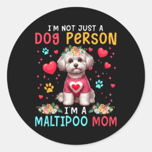 Grappige grap Ik ben een Maltipoo-moeder bloemige Ronde Sticker