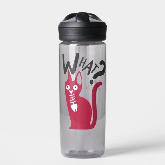 Grappige grap met magenta kat cartoon waterfles (Voorkant)