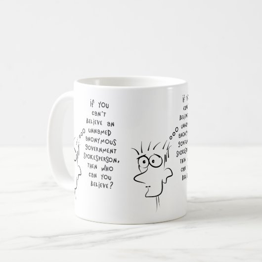 grappige grap naamloze anonieme overheidsbron koffiemok (Voorkant links)