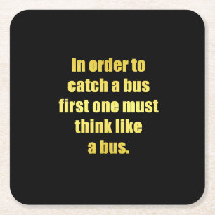 Grappige grap over het halen van een bus kartonnen onderzetters