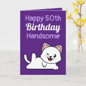 Grappige grap Paarse kattenzus 50ste verjaardag Kaart (Gele Bloem)