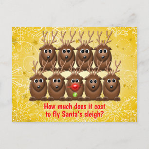 Grappige grap Sleigh Santa's Rendier Kerstmis Feestdagenkaart