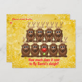 Grappige grap Sleigh Santa's Rendier Kerstmis Feestdagenkaart (Voorkant / Achterkant)