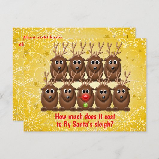 Grappige grap Sleigh Santa's Rendier Kerstmis Feestdagenkaart (Voorkant / Achterkant)