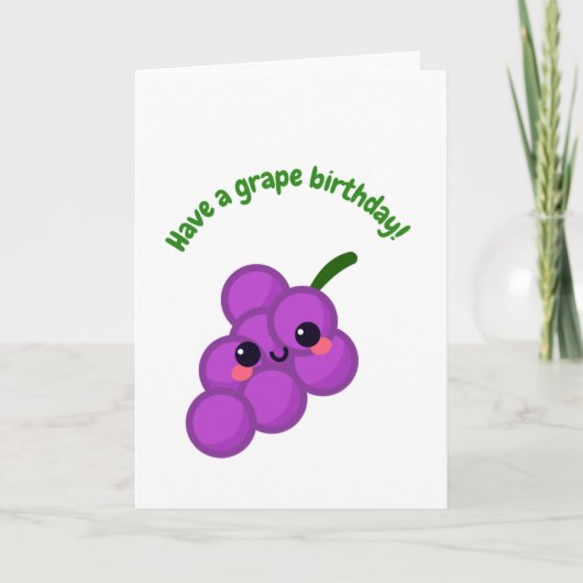 Grappige Grape Pun Happy Birthday Kaart (Voorkant)