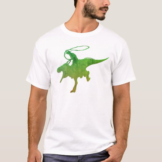 Grappige Graphic Cowboy Wrangler Dinosaurus T-shirt (Voorkant)