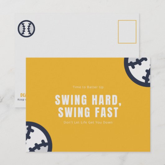 Grappige Grappige Gele Honkbal Briefkaart (Voorkant / Achterkant)