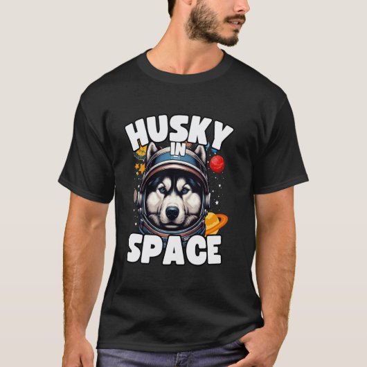 Grappige Grappige Husky Ontwerp Husky In De Ruimte T-shirt (Voorkant)