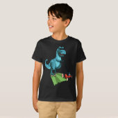 Grappige grasmaaier T-Rex tractor maaien cadeau vo T-shirt (Voorkant volledig)