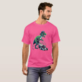 Grappige grasmaaier Velociraptor Dinosaur Grasmaai T-shirt (Voorkant volledig)