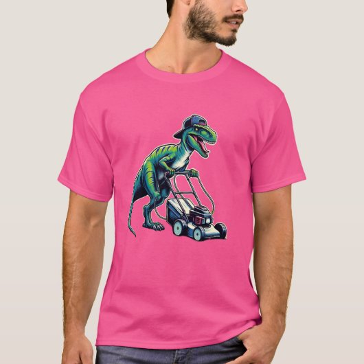 Grappige grasmaaier Velociraptor Dinosaur Grasmaai T-shirt (Voorkant)